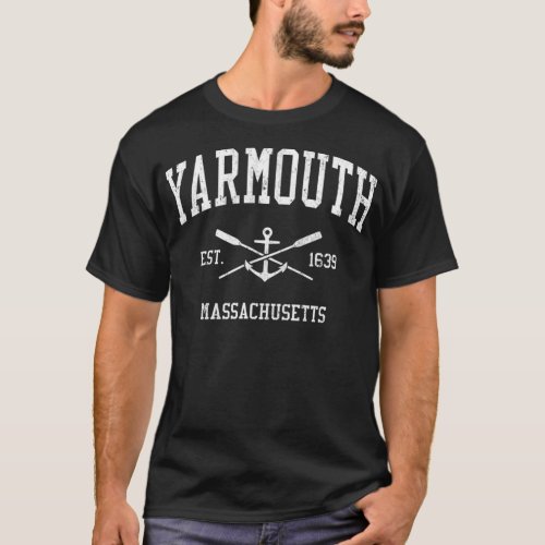 Yarmouth MA Vintage Crossed Oars  Boat Anchor Spo T_Shirt
