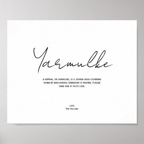 Yarmulke Sign, Customizable Kippot Mitzvah Sign 