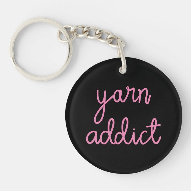 Yarn Addict Typography Keychain (Front)