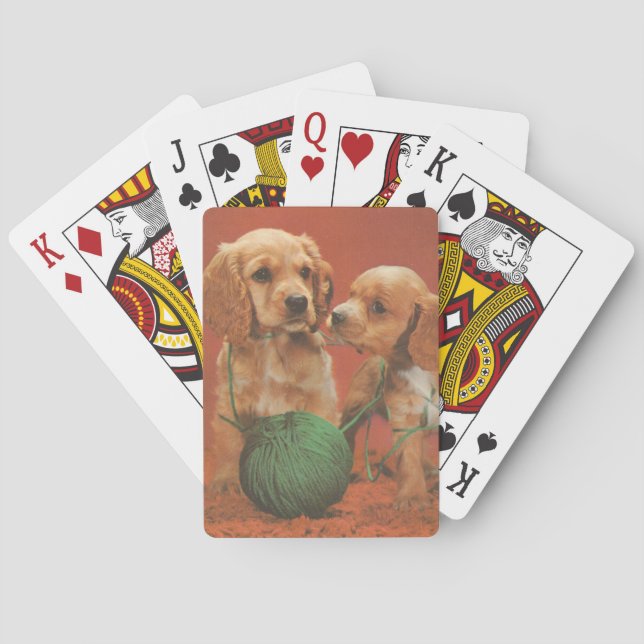 Yarn and Affection, Cocker Spaniels at Play Poker Cards (Back)