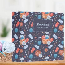 Yarn and Needles Monogram Pattern Keeper 3 Ring Binder