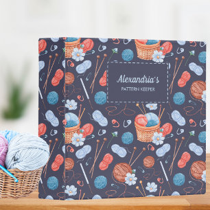 Yarn and Needles Monogram Pattern Keeper 3 Ring Binder