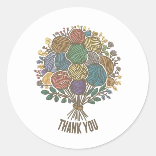 Yarn Ball Bouquet thank you sticker