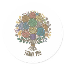 Yarn Ball Bouquet thank you sticker