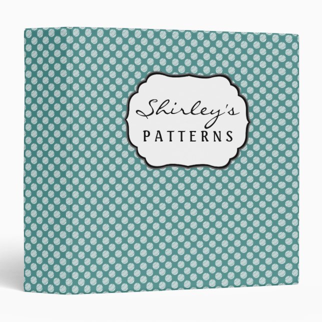 Yarn Ball Crafts Knit & Crochet Pattern Organizing 3 Ring Binder (Front/Spine)