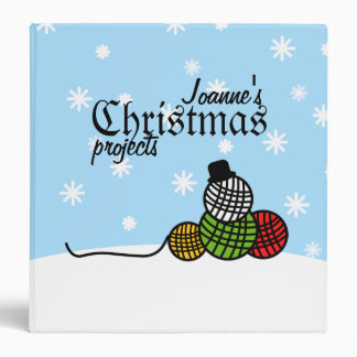 Yarn Ball Snowman Christmas Knit Crochet Binder