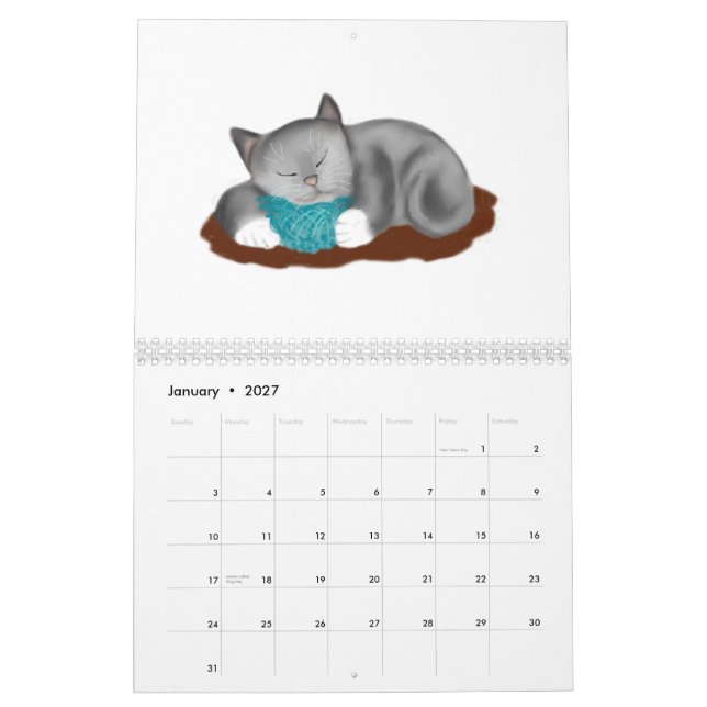 Yarn Balls and Kittens Calendar (Jan 2027)
