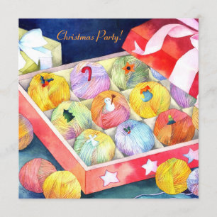 Yarn Balls Gift Box Christmas Party Invitation
