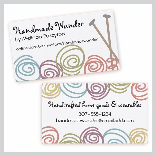 Customizable colorful yarn balls knitting needles business c... business cards