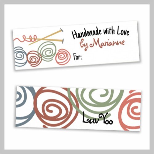 colorful yarn balls knitting needles gift tags ... business card template
