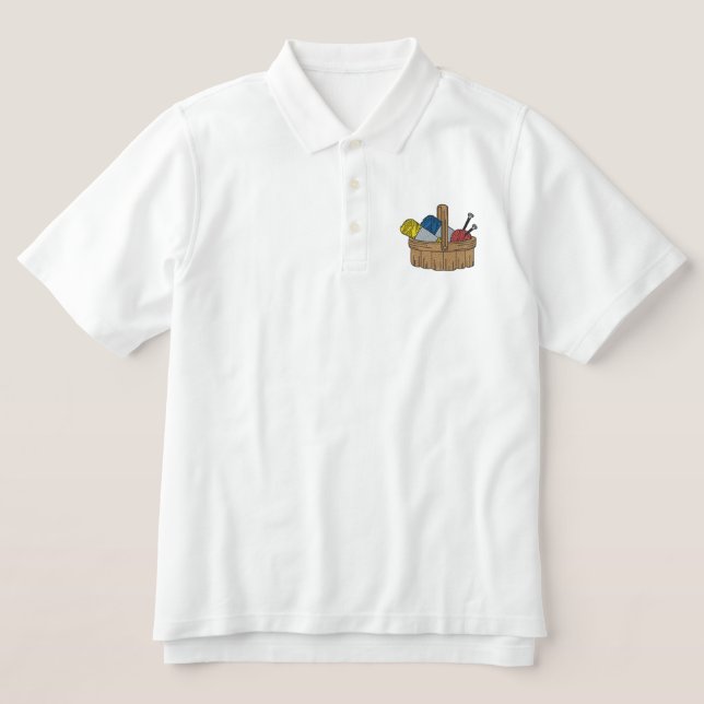 Yarn Basket Embroidered Polo Shirt (Design Front)