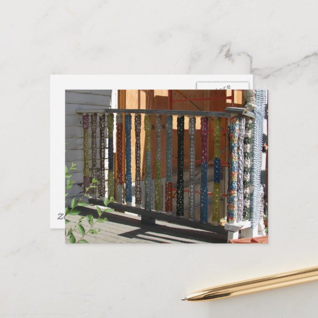 Yarn Bombed Abandoned House in Iowa Postcard (Front/Back In Situ)