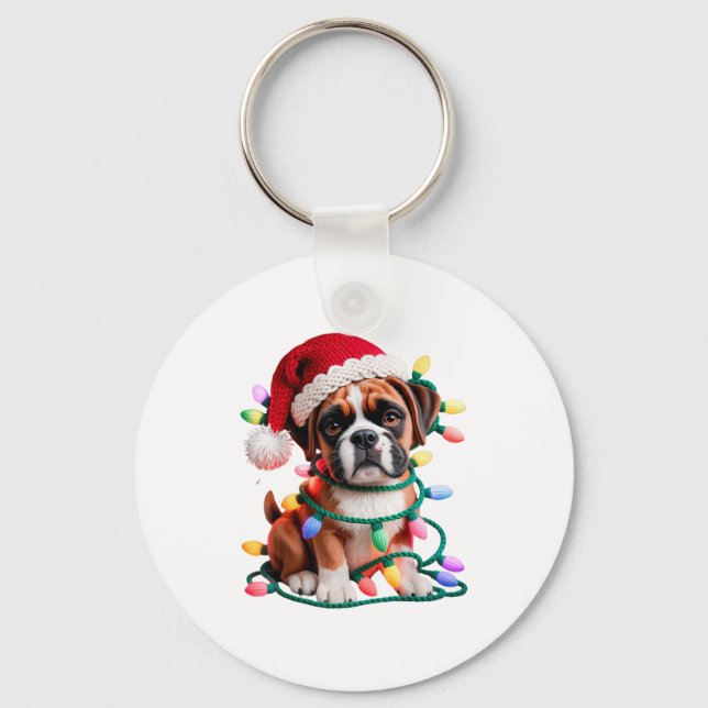 Yarn Boxer Dog Sewing Knitting Crocheting Christma Keychain (Front)