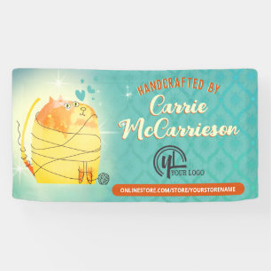 Yarn cat crochet knitting homespun craft show banner