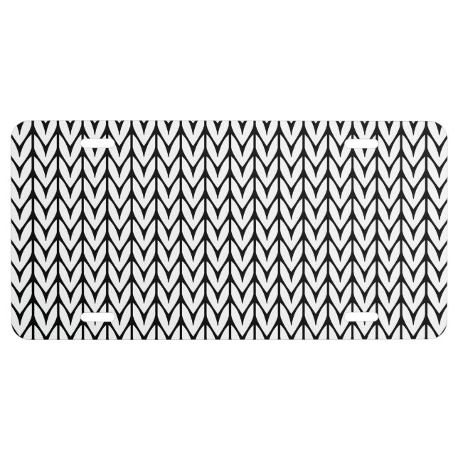 Yarn Chevrons Knit Modern Pattern Customize This License Plate (Front)