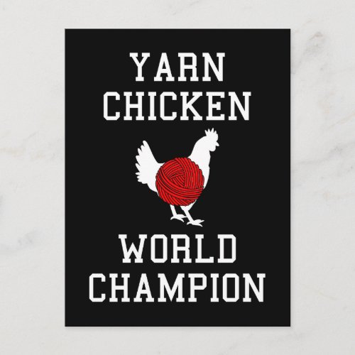 Yarn Chicken World Champion Funny Knitting Crochet Postcard