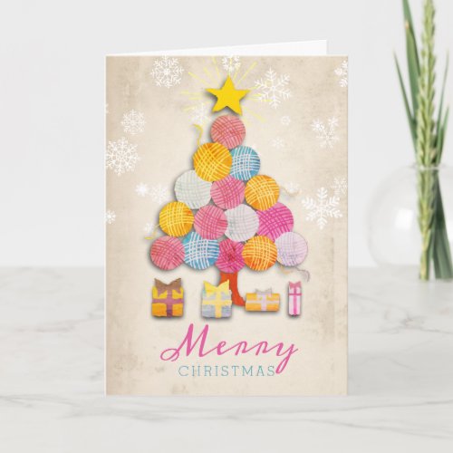 Yarn Christmas tree knitting knitter crochet Holiday Card