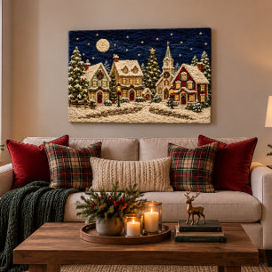 Yarn Christmas Village 36x24 Acrylic Wall Art