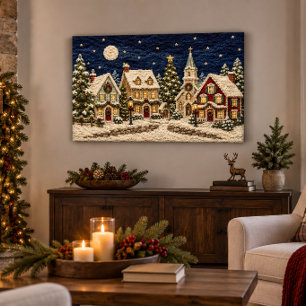Yarn Christmas Village 36x24 Gallery Wrap