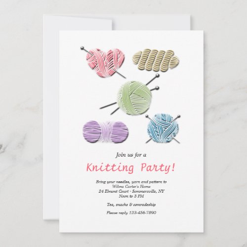 Yarn Collection Knitting Party Invitation