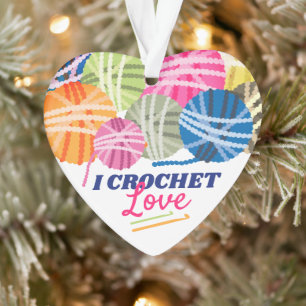 Yarn crochet hooks love personalized Christmas Ornament