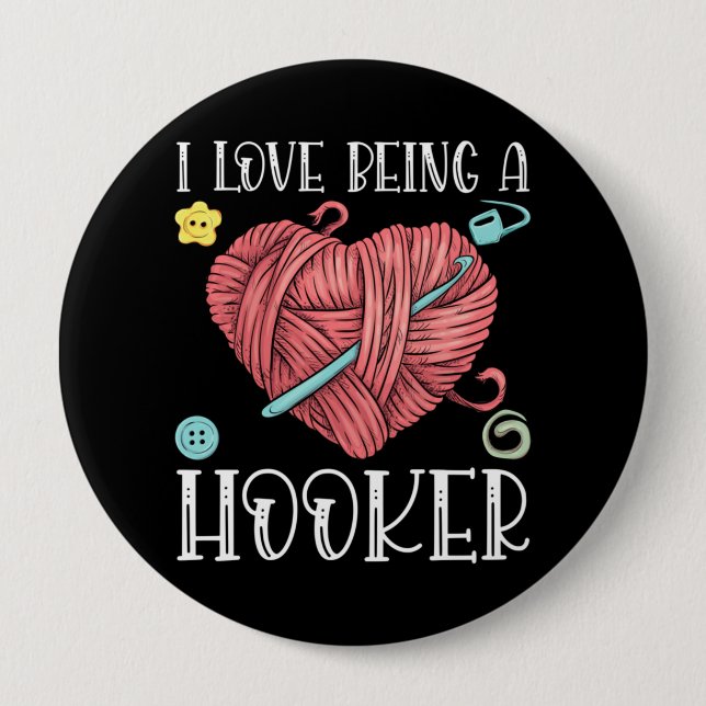 Yarn Crocheting Knitting Day Button (Front)