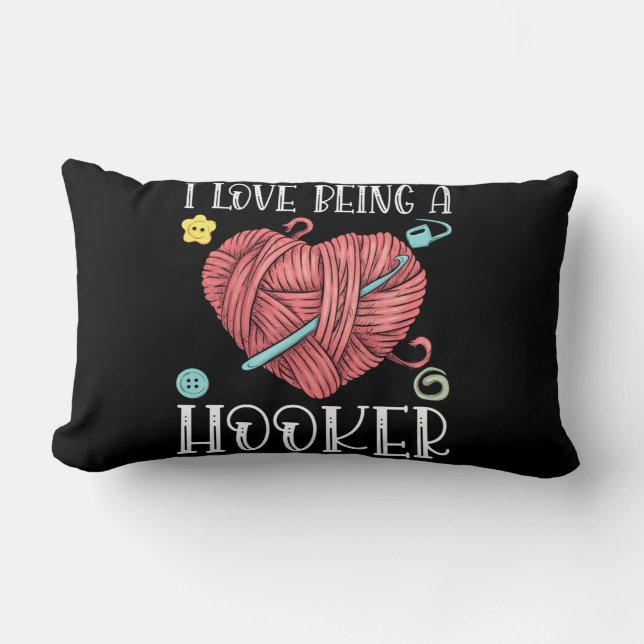 Yarn Crocheting Knitting Day Lumbar Pillow (Front)