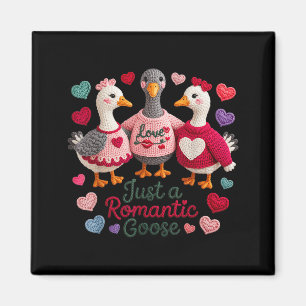 Yarn Funny Valentine Just A Romantic Goose Hearts Magnet