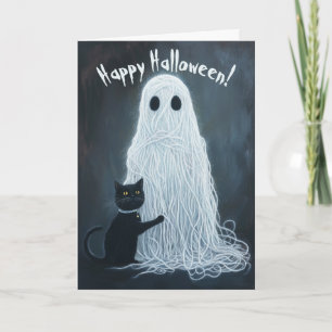 Yarn Ghost and Black Cat Thank You Card