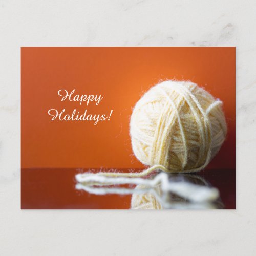Yarn handmade craft knitting crochet wool yellow holiday postcard