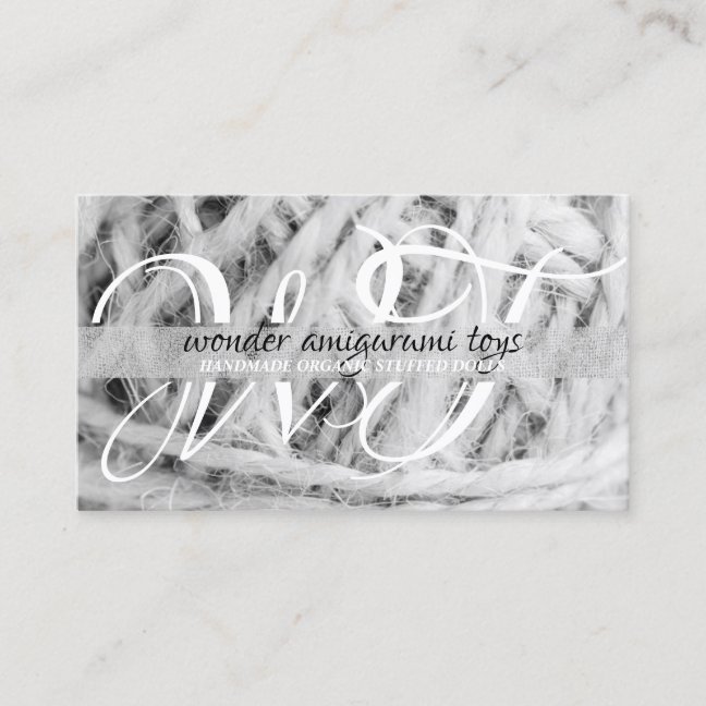 Yarn handmade crochet amigurumi knit black white business card