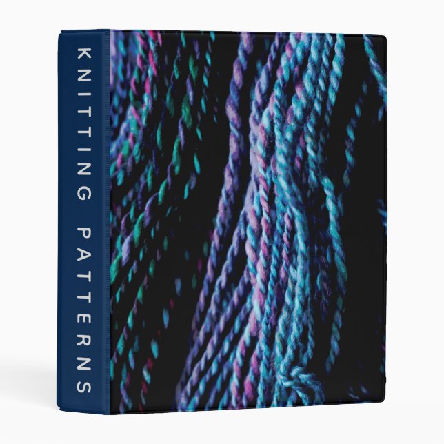 Yarn Handspun Knitting Patterns Photograph Blue Mini Binder (Front/Spine)
