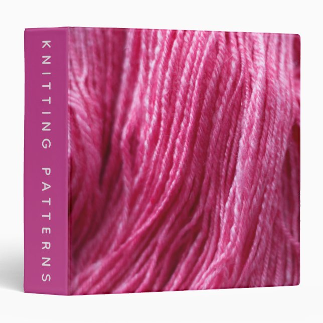 Yarn Handspun Knitting Patterns Photograph HotPink 3 Ring Binder (Front/Spine)