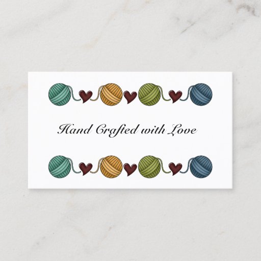Customizable Yarn, Heart Border Business Card