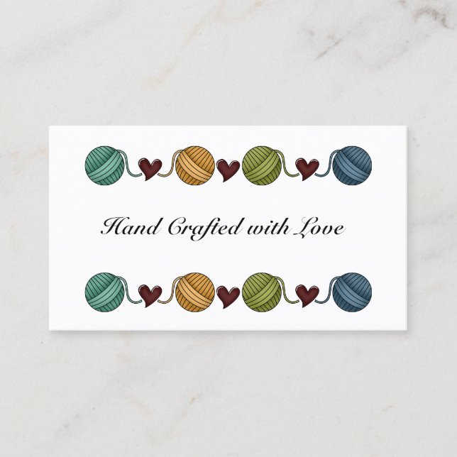 Yarn, Heart Border Business Card (Front)