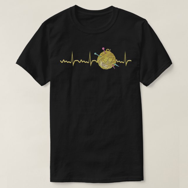 Yarn Heartbeat Knitting Gift Yarn Knitter  T-Shirt (Design Front)