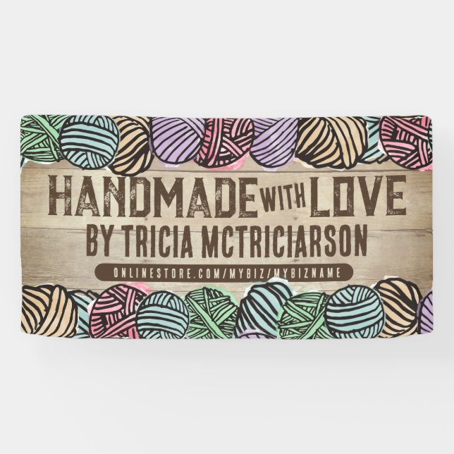 Yarn homespun knitting crochet craft show booth banner (Horizontal)