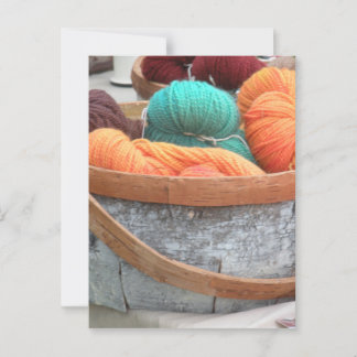 Yarn in birch bark basket postcard