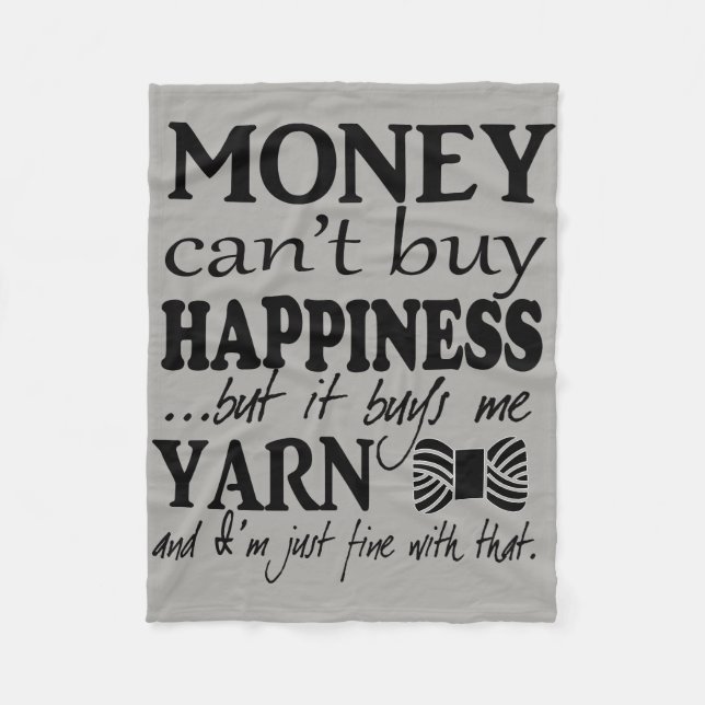 Yarn is Happiness Crafts Quote Fleece Blanket (Front)