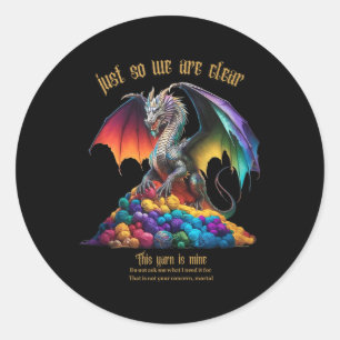 Yarn Is Mine Funny Dragon Knitting Craft Lover Tan Classic Round Sticker