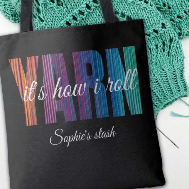 Yarn It's How I Roll Custom Knitting Tote Bag (Creator Uploaded)