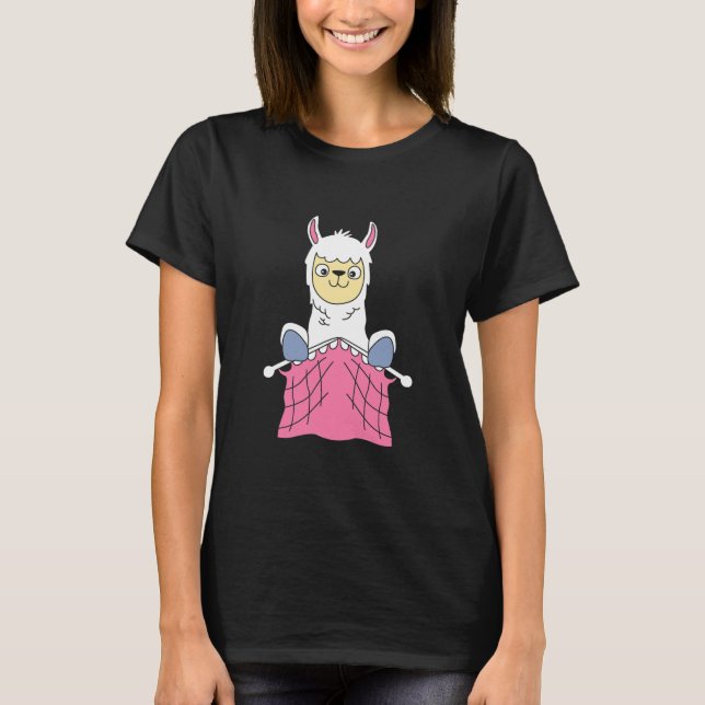 Yarn Knitters Knitting Llama Llama T-Shirt (Front)