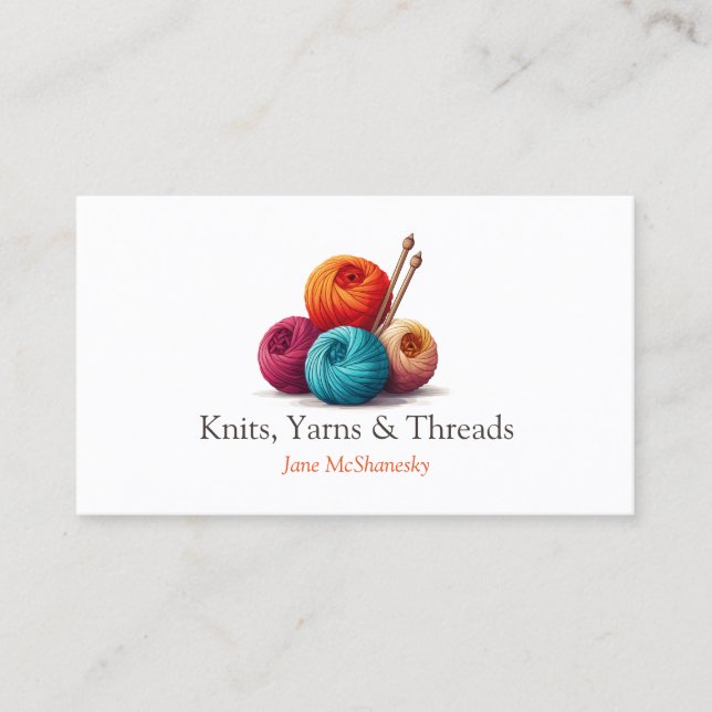 Yarn, Knitting, Crochet Craft Business Business Card (Front)