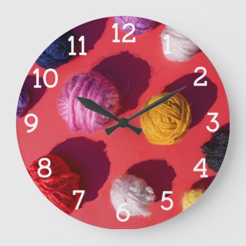 Yarn knitting crochet fiber arts large clock