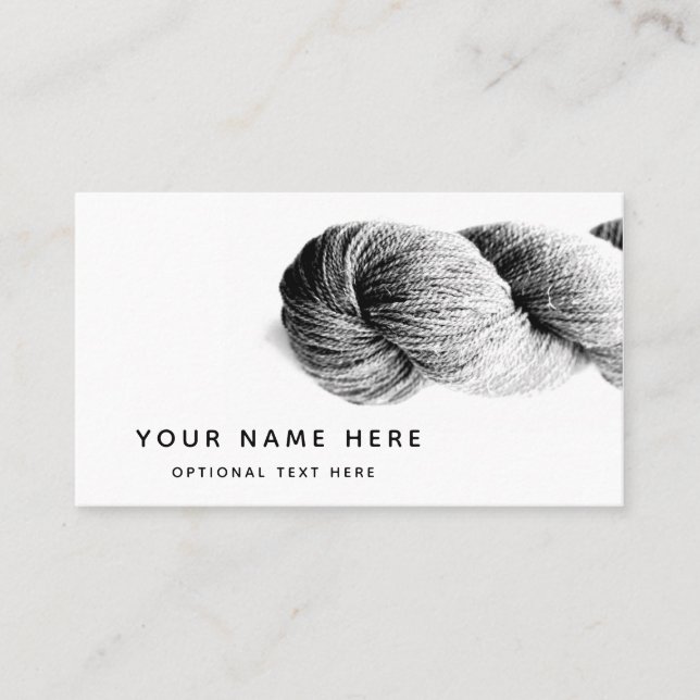 Yarn Knitting Fiber Arts Modern Minimal Grey Business Card (Front)