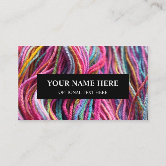 Yarn Knitting Handspun Texture Pink Photograph Business Card (Front)