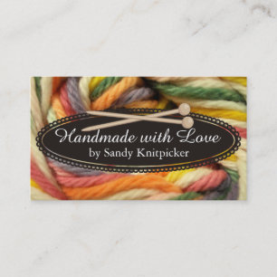 Yarn knitting needles crochet colorful yarn business card