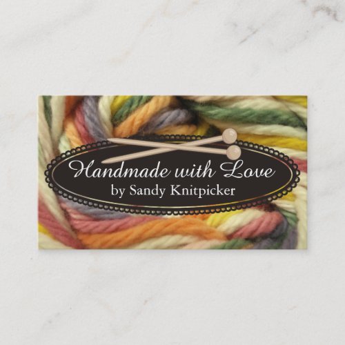 Yarn knitting needles crochet colorful yarn business card