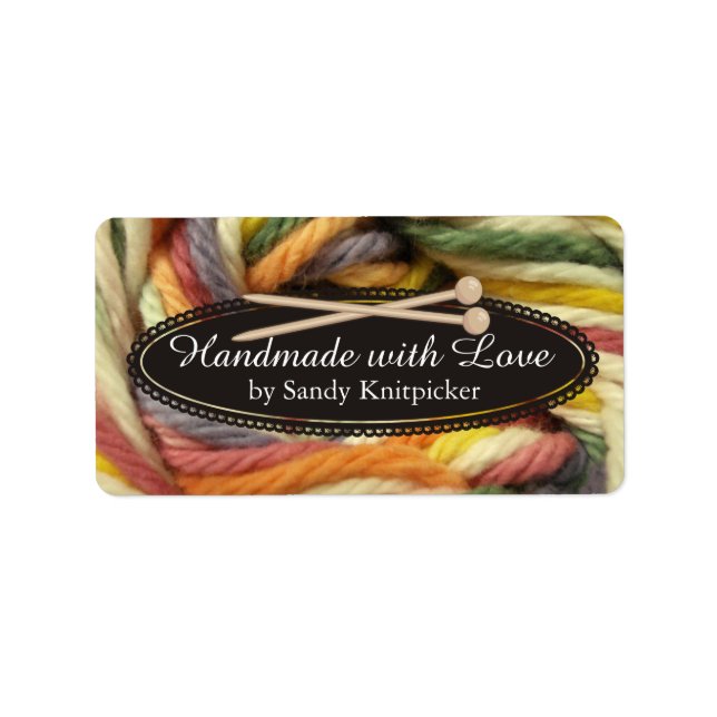 Yarn knitting needles crochet colorful yarn label (Front)