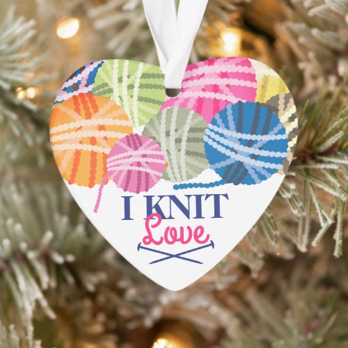 Yarn knitting needles love personalized Christmas Ornament